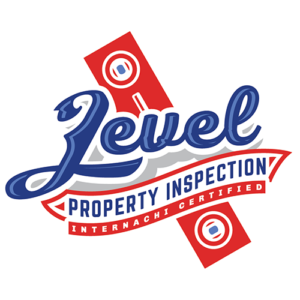 Level Property Inspections logo. Blue and red logo with a level tool behind the company name.